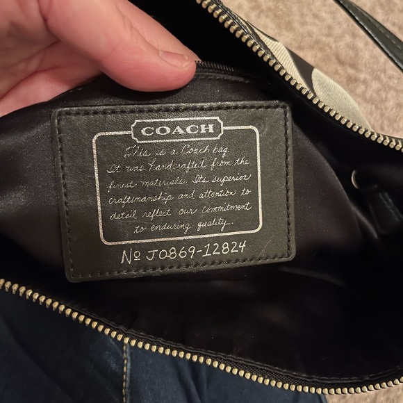 Coach Vintage Black & Gray Signature shoulder bag, leather/canvas, serial number - Picture 7 of 13